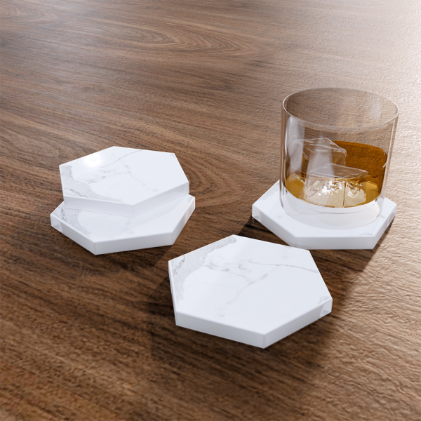Pack de 4 Posavasos Márfil - Mármol Blanco